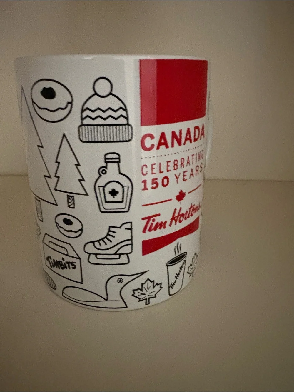 Tim Hortons Canada Celebrating 150 Years White & Red Ceramic Mug NWOT